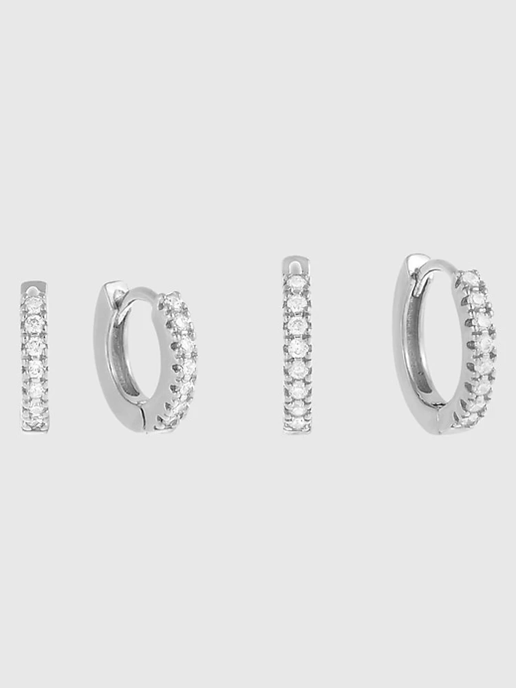 CZ Mini Huggie Earring Combo Set