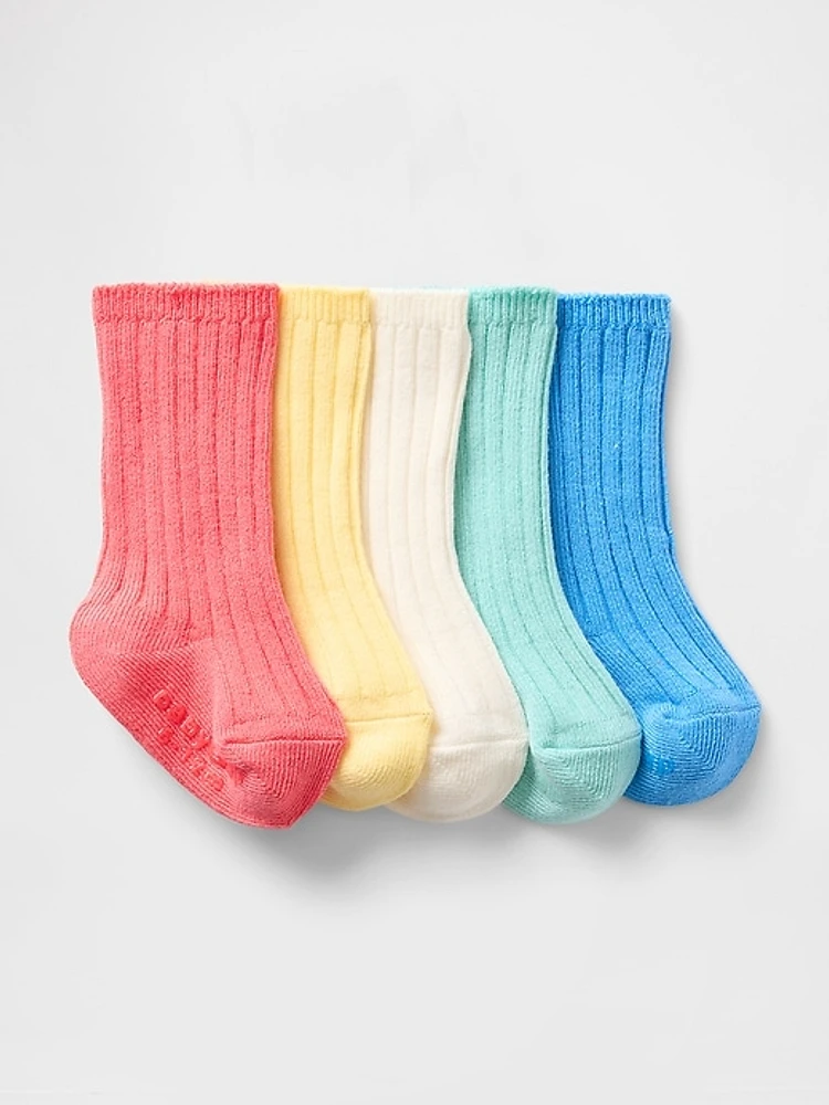 Baby Rainbow Rib Crew Socks (5-Pack)