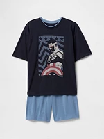 Kids Marvel Captain America Recycled PJ Shorts Set