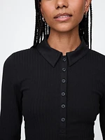 Modern Wide Rib Cropped Polo Shirt