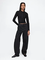 Modern Wide Rib Cropped Polo Shirt