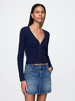 Cropped Plaited Rib Cardigan