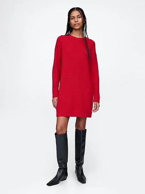 CashSoft Shaker-Stitch Mini Sweater Dress