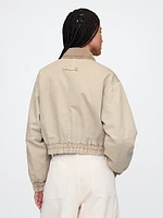 Cropped Khaki Bomber Jacket