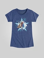 Kids Frozen Elsa and Friends Winter Scene Fitted Short Sleeve Graphic Tee