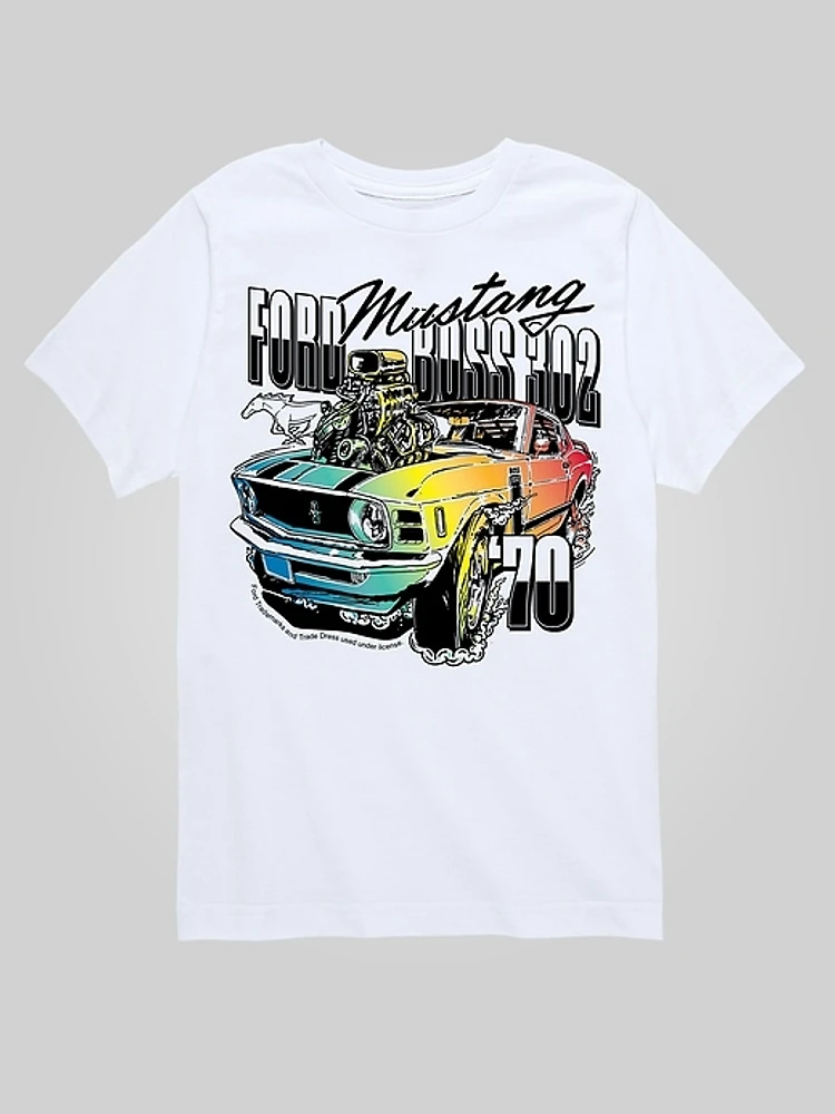 Kids Ford 1970 Mustang Rainbow Short Sleeve Graphic Tee