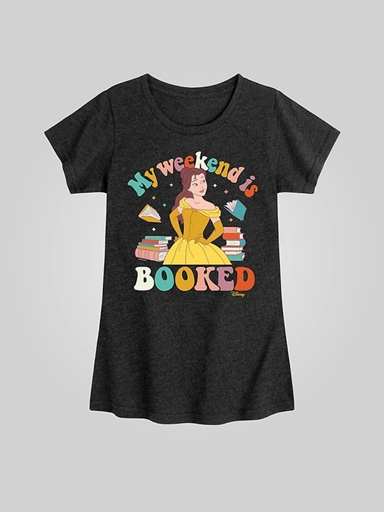 Kids Disney Princess My Weekend Is Booked Belle Fitted Short Sleeve Graphic Tee