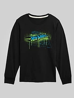 Kids Hot Wheels Logo Spray Paint Long Sleeve Graphic Tee