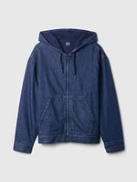Oversized Lined Denim Hoodie