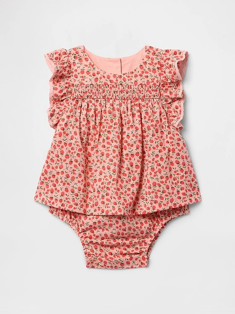 Baby Smocked Ruffle-Sleeve Bodysuit Dress