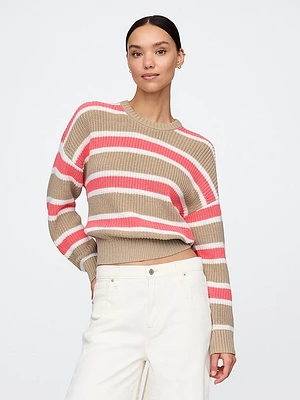 Shaker-Stitch Crewneck Sweater