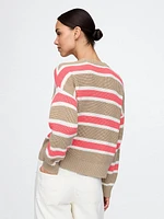 Shaker-Stitch Crewneck Sweater