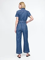 Belted Denim Jumpsuit