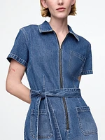 Belted Denim Jumpsuit