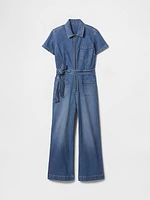 Belted Denim Jumpsuit