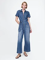 Belted Denim Jumpsuit