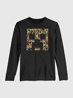 Kids Minecraft Creeper Face Graphic Long Sleeve T-Shirt