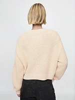 Shaker-Stitch V-Neck Sweater