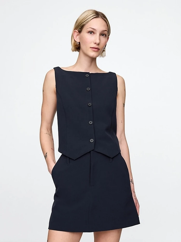 Cropped BiStretch Boatneck Vest