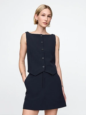 Cropped BiStretch Boatneck Vest