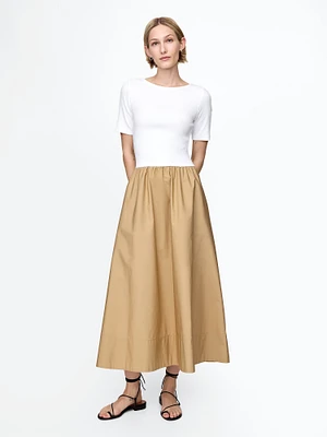 Modern Rib Mixed Media Maxi Dress