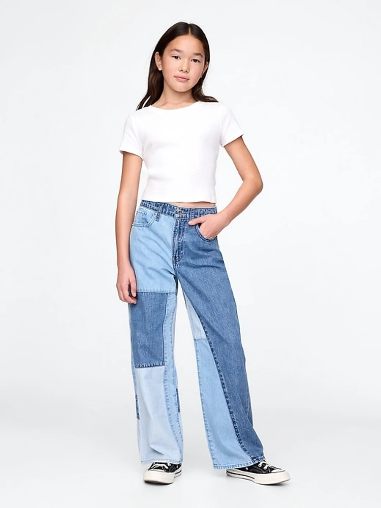 Kids Low Rise Stride Patchwork Jeans