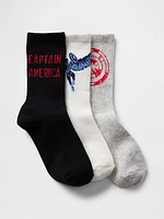 Kids Marvel Captain America Crew Socks (3-Pack)