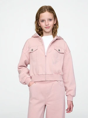 Kids Vintage Soft Cropped Zip Hoodie