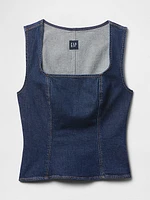 Square-Neck Denim Top