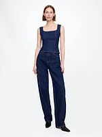 Square-Neck Denim Top