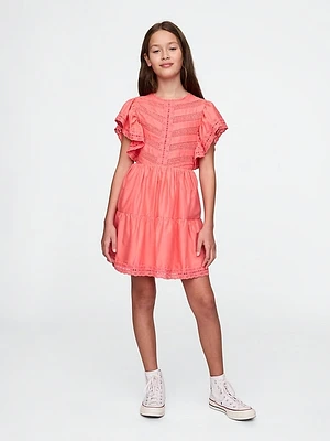 Kids Lace Tiered Ruffle Dress