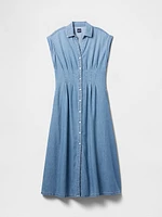 Denim Pleated Maxi Shirtdress