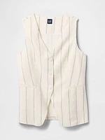 Linen-Blend Longline Vest