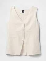 Linen-Blend Longline Vest