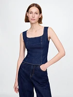 Square-Neck Denim Top