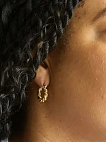 Gold Oval Twist Hoop Earrings