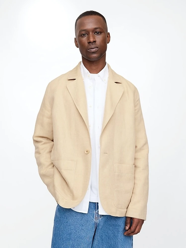 Relaxed Linen-Cotton Blazer