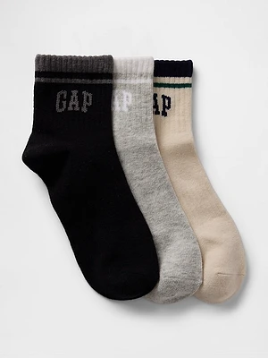 Kids Gap Logo Quarter Crew Socks (3-Pack)