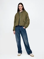 Hooded Nylon Cropped Jacket
