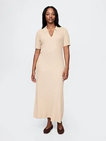 CashSoft Rib Maxi Polo Sweater Dress