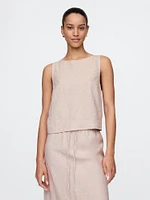 Linen-Blend Shell Tank Top