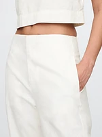 Linen-Blend Relaxed Straight Ankle Pants