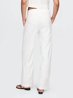 Linen-Blend Relaxed Straight Ankle Pants