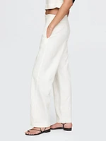 Linen-Blend Relaxed Straight Ankle Pants