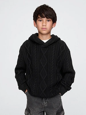 Kids Hooded Cable-Knit Sweater