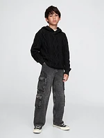 Kids Hooded Cable-Knit Sweater