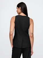 Linen-Blend Square-Neck Longline Vest