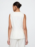 Linen-Blend Longline Vest