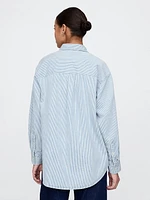 Railroad Striped Denim Big Shirt