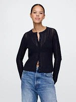 Linen-Blend Pointelle Cardigan
